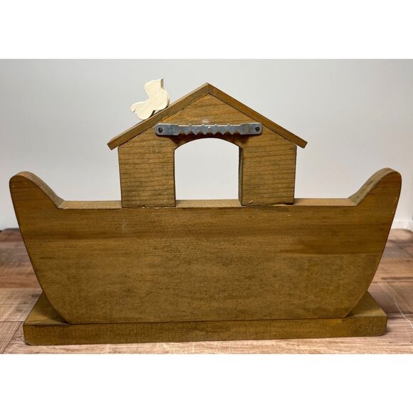 Wooden Noahs Ark Wall Shelf Decor With Bird & Fish Motif - Two By Two Theme - Picture 5 of 7